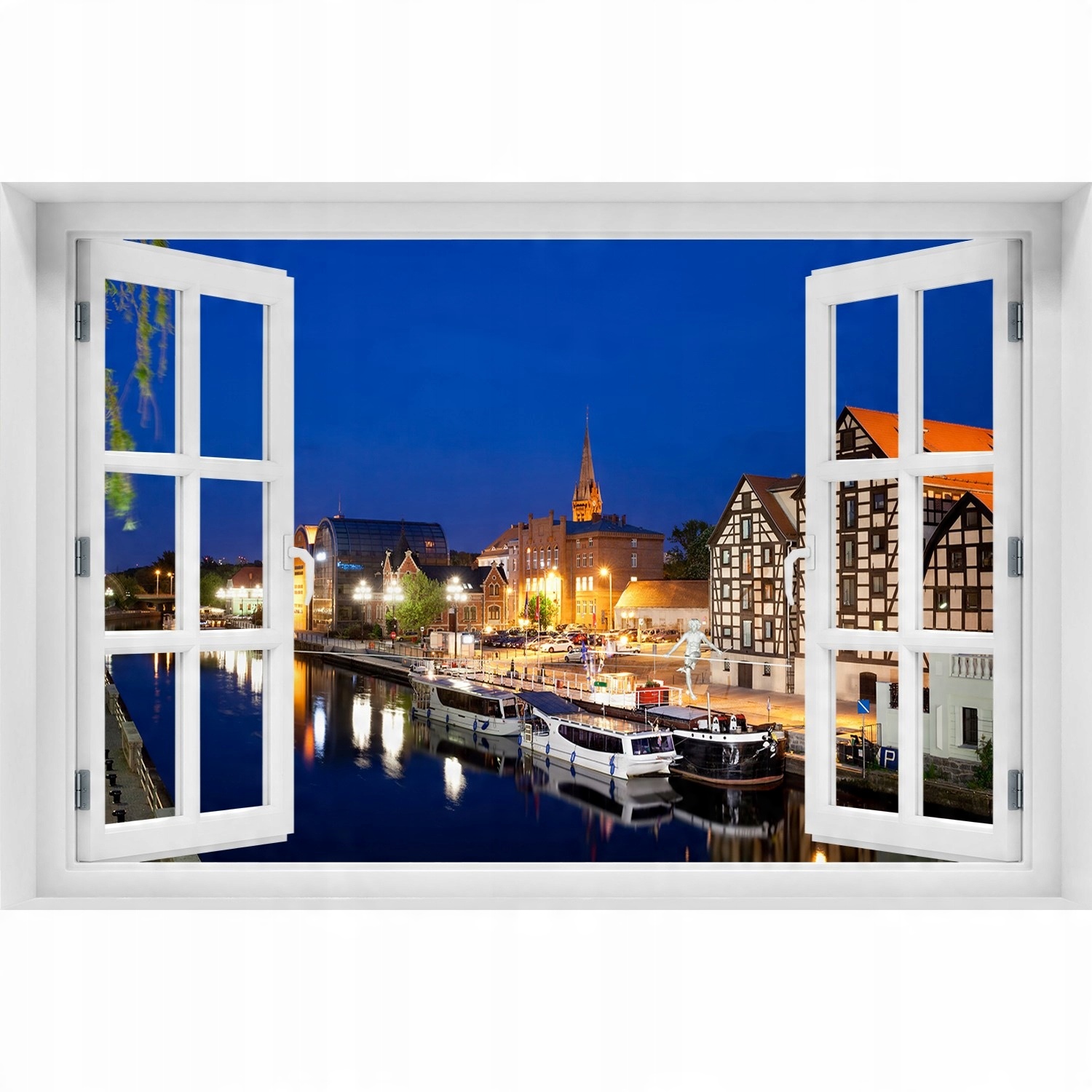 

Fotoobraz Naklejka ścienna 3D Okno Bydgoszcz nocą