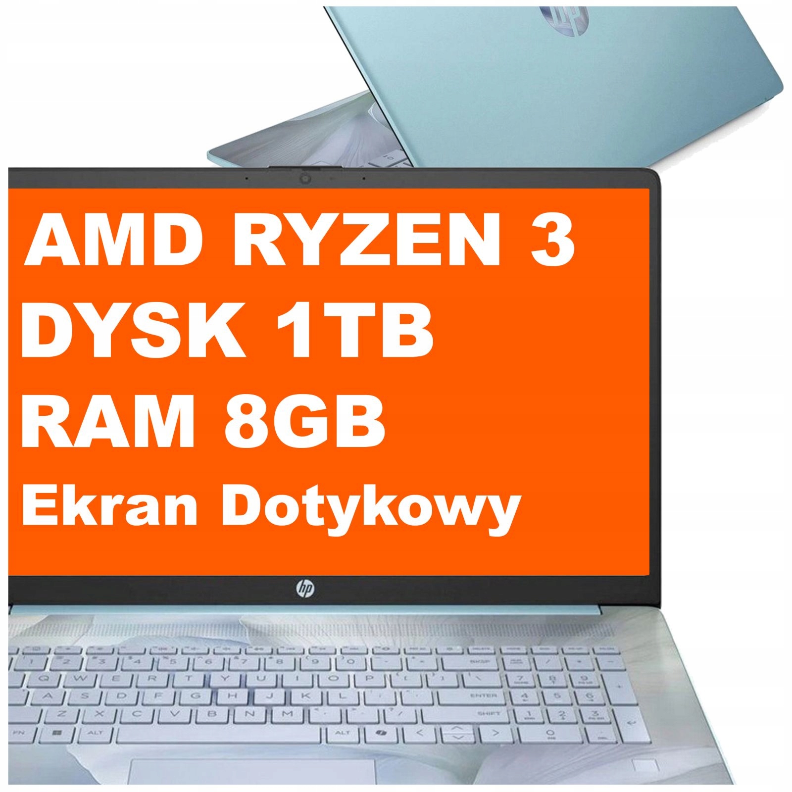 Laptop Hp 17-cp Ryzen 3 8GB 1TB Amd Radeon 17,3" Hd+ Dotyk W11 Niebieski