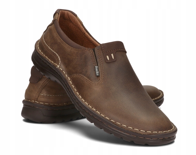 MOKASYNY PÓŁBUTY MĘSKIE SKÓRA 270/BRN BRĄZ 41 Kolekcja CAŁOROCZNA