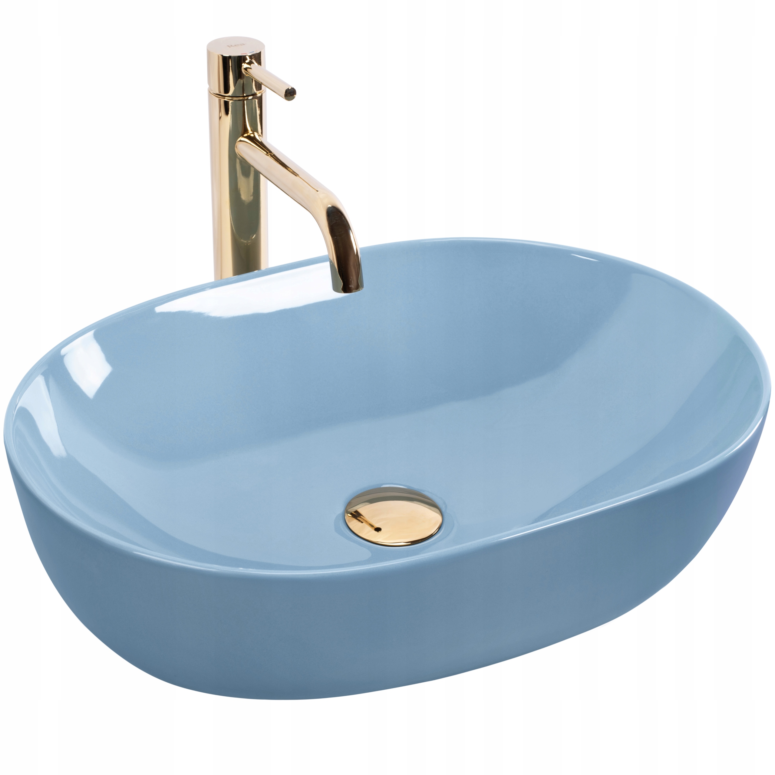 Umývadlo modré Rea Lisa Light Blue Oválna doska hlboká 49x35 cm