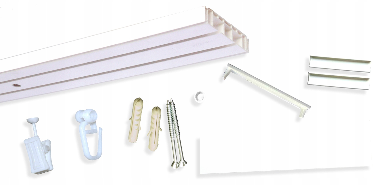 

Szyna sufitowa Pcv dwutorowa 480 cm kpl + Osłona