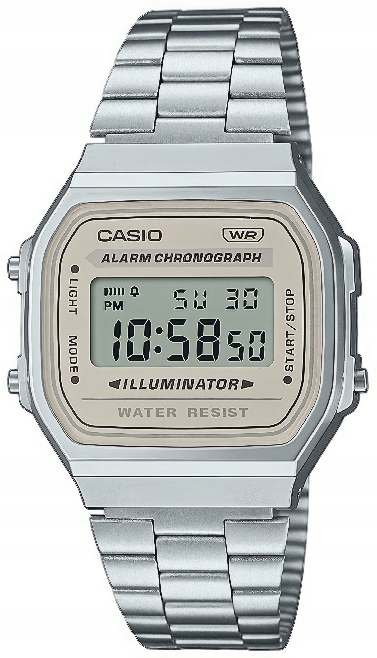 Hodinky Casio A168WA-8AYES Vintage Stříbrné Datumovka Klasická Stopka