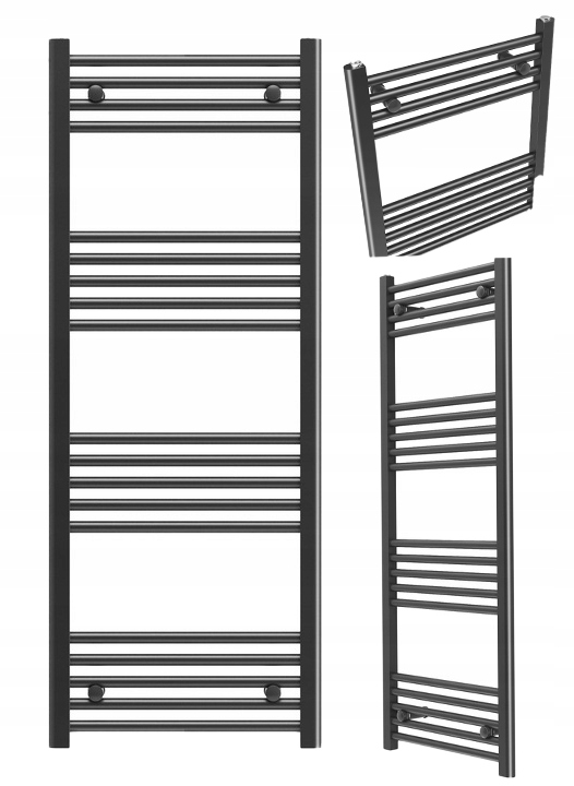 Kúpeľňový Ohrievač Čierny Rebrík 50x130 cm Kaloryfer Breno Montáž 180°