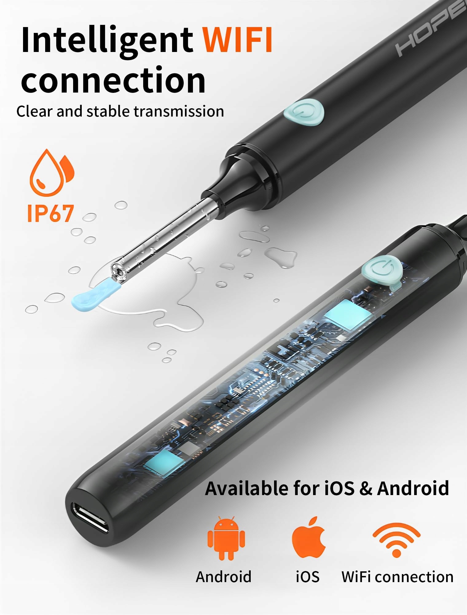 HOPEFOX Kamera Do Czyszczenia Uszu 1080P HD WiFi Endoskop LED — miniatura 5