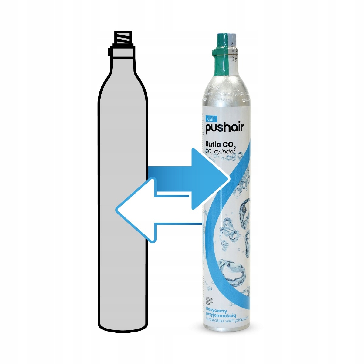 Pushair wymiana pustego naboju CO2 do Saturatora Dafi