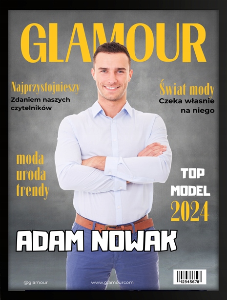 Obal časopisu Glamour, vtipný dárek, vaše fotografie v rámečku 40x30 cm