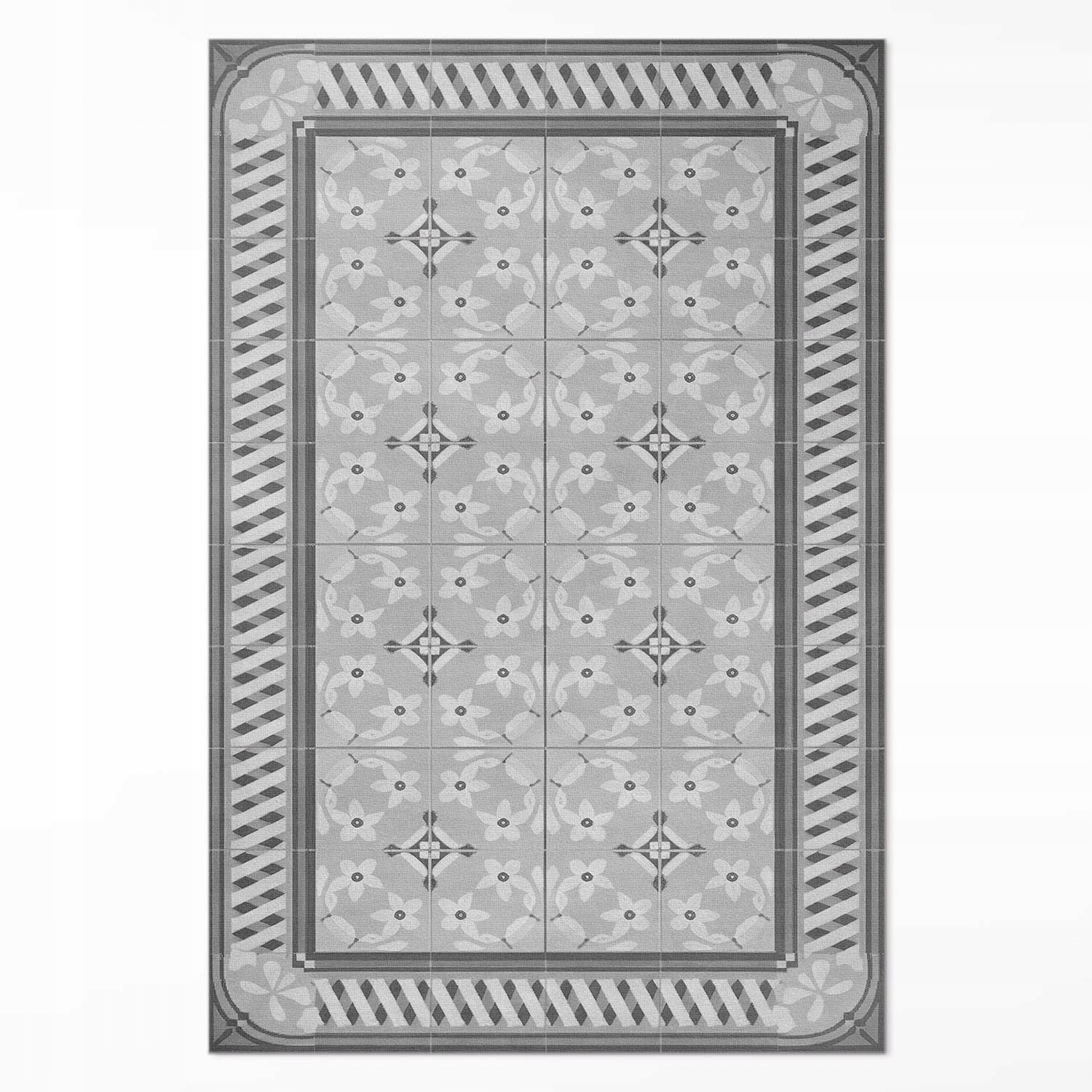 Koberec pod psací stůl Retro ornament s květinami na dlaždicích 150 x 225 cm