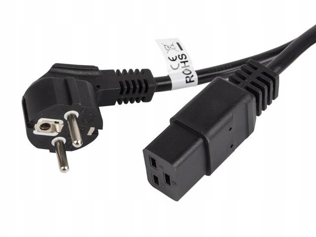 Lanberg Kabel Zasilający Cee 7/7 16A 1,8M Iec 320 C19 Do Serwera Vde Czarny