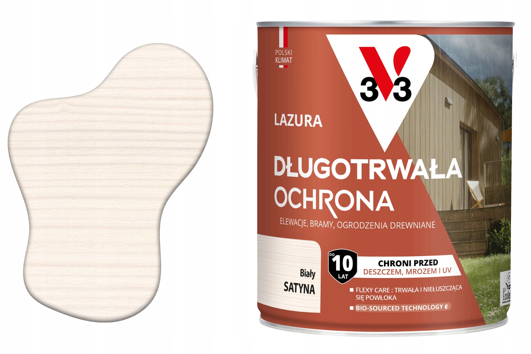 Lazúra 10 rokov ochrany biela saténová 2.5 l V33