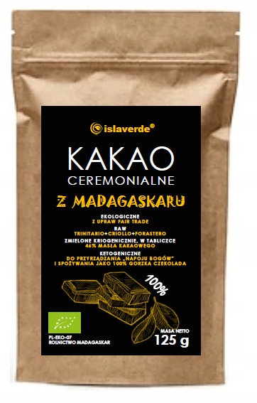 Levně Ceremoniální Kakao Hořká Tabulka 100 % Kakao Bio 125 g Islaverde (se