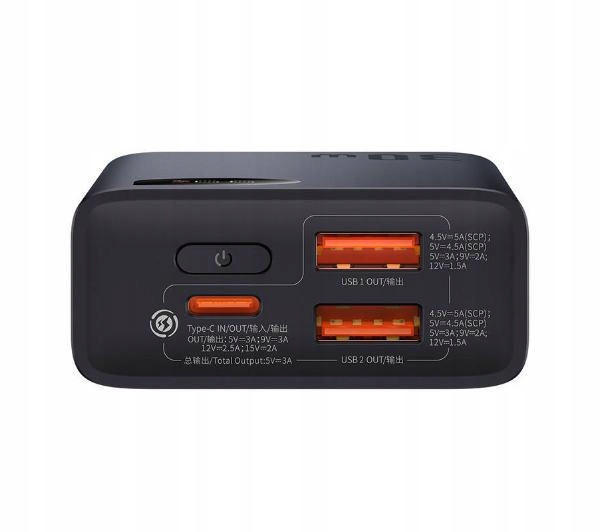 Powerbank Baseus Adaman 2 10000 mAh 30W QC PD 3.0 USB-C / 2x USB Czarny Stan opakowania oryginalne