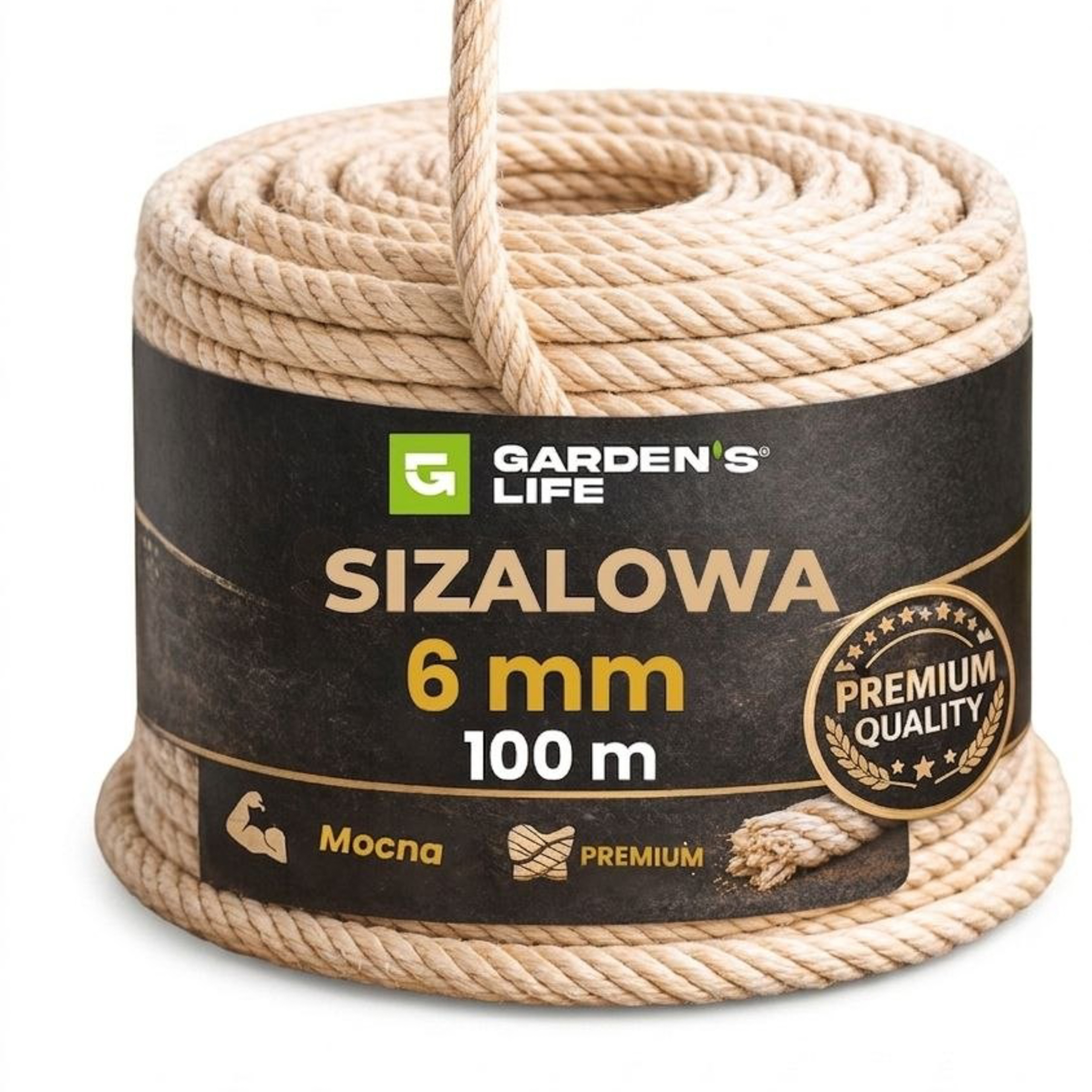Sisalové lano 6 mm 100 m přírodní Garden’s Life škrabadlo kočka makramé Premium