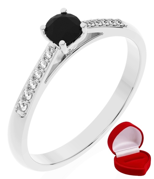 Zlatý Prstýnek 585 14k Brylant Č. 0,24 ct Bílé Zlato R7