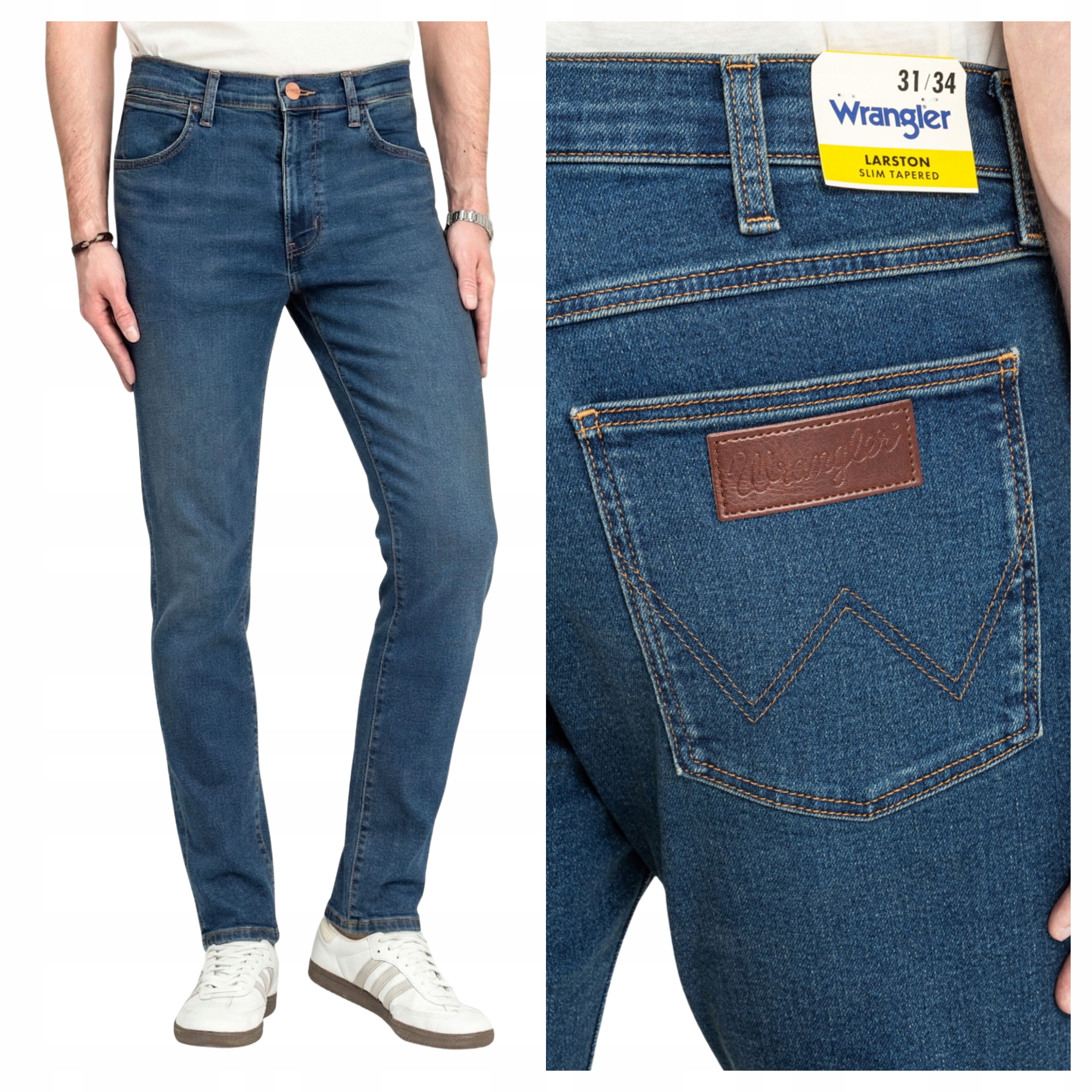 Pánské kalhoty Wrangler Larston Bavlněné Modré Přiléhavé W34 L34