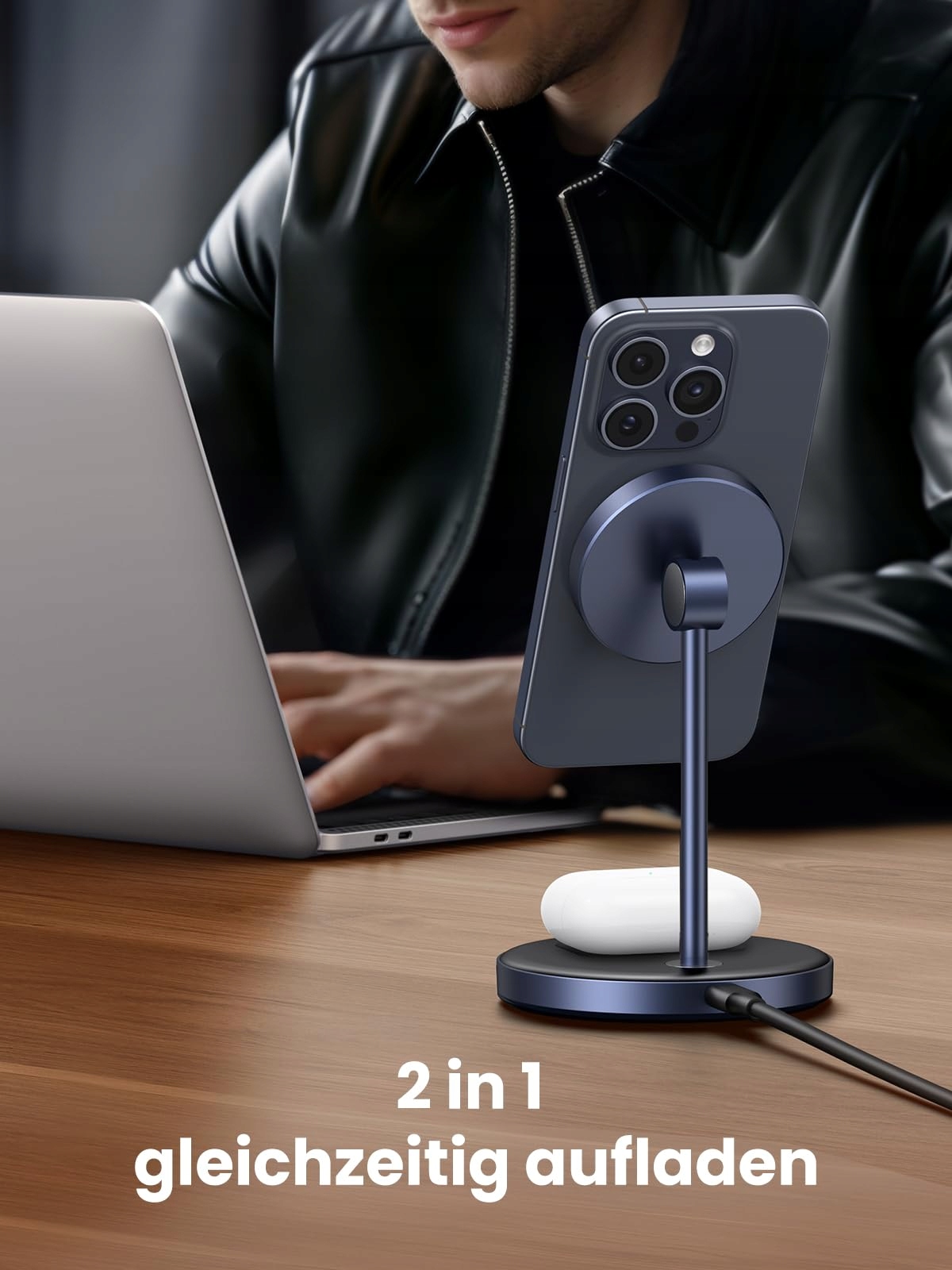 UGREEN MagFlow Stacja Ładowania iPhone Magsafe AirPods Bezprzewodowa — miniatura 3