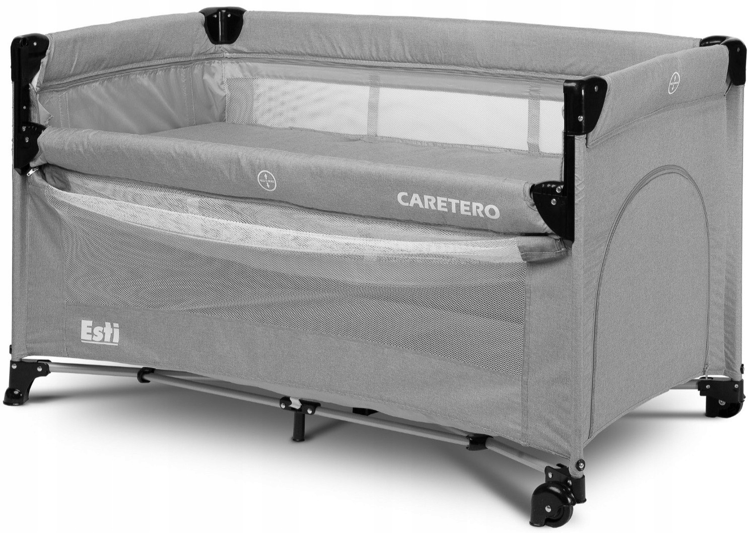 ESTI GREY Caretero ŁÓŻECZKO TUR. Z FUNKCJĄ DOSTAWKI
