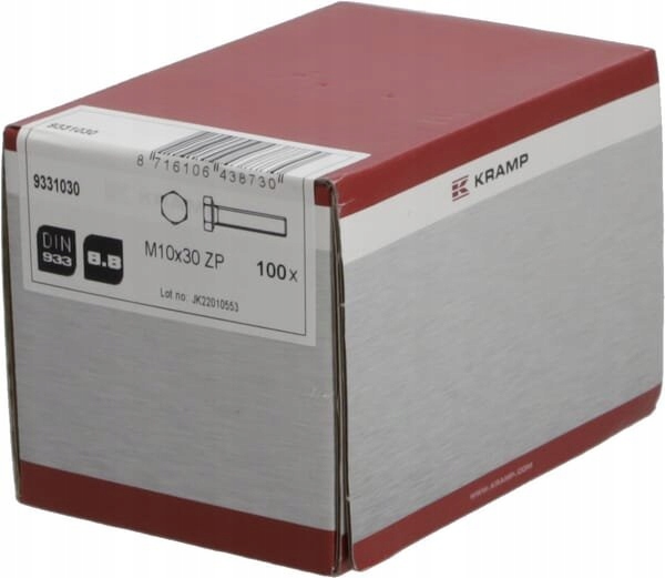Sruba caly gwint M10x30 kl 8 8 100 sztuk Producent code 9331030