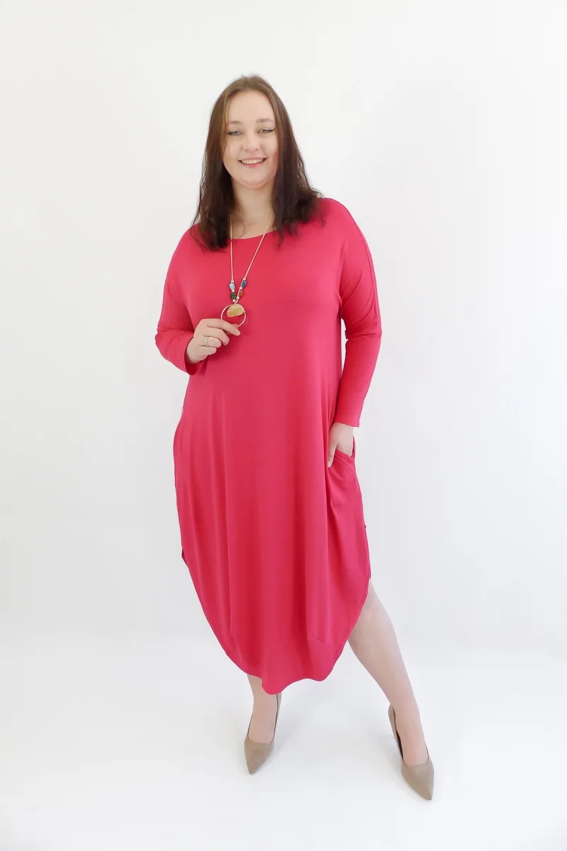Fuchsiová Šaty Vajíčko Maxi Uni