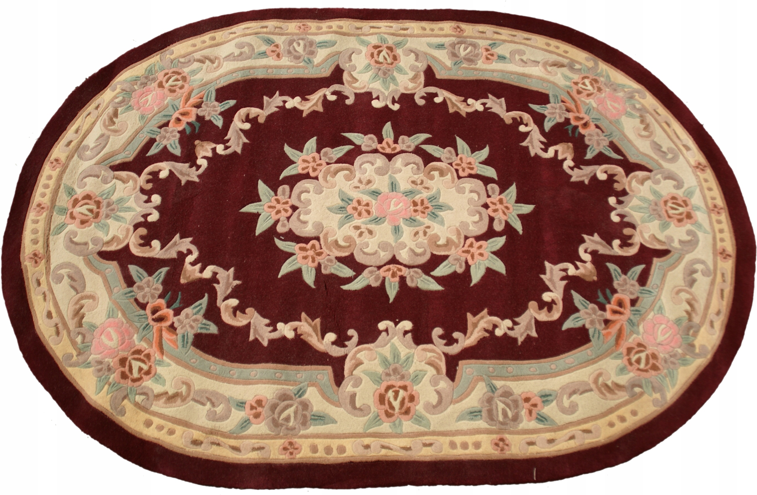 

Wełniany dywan Aubusson 200x300 bordowy owal