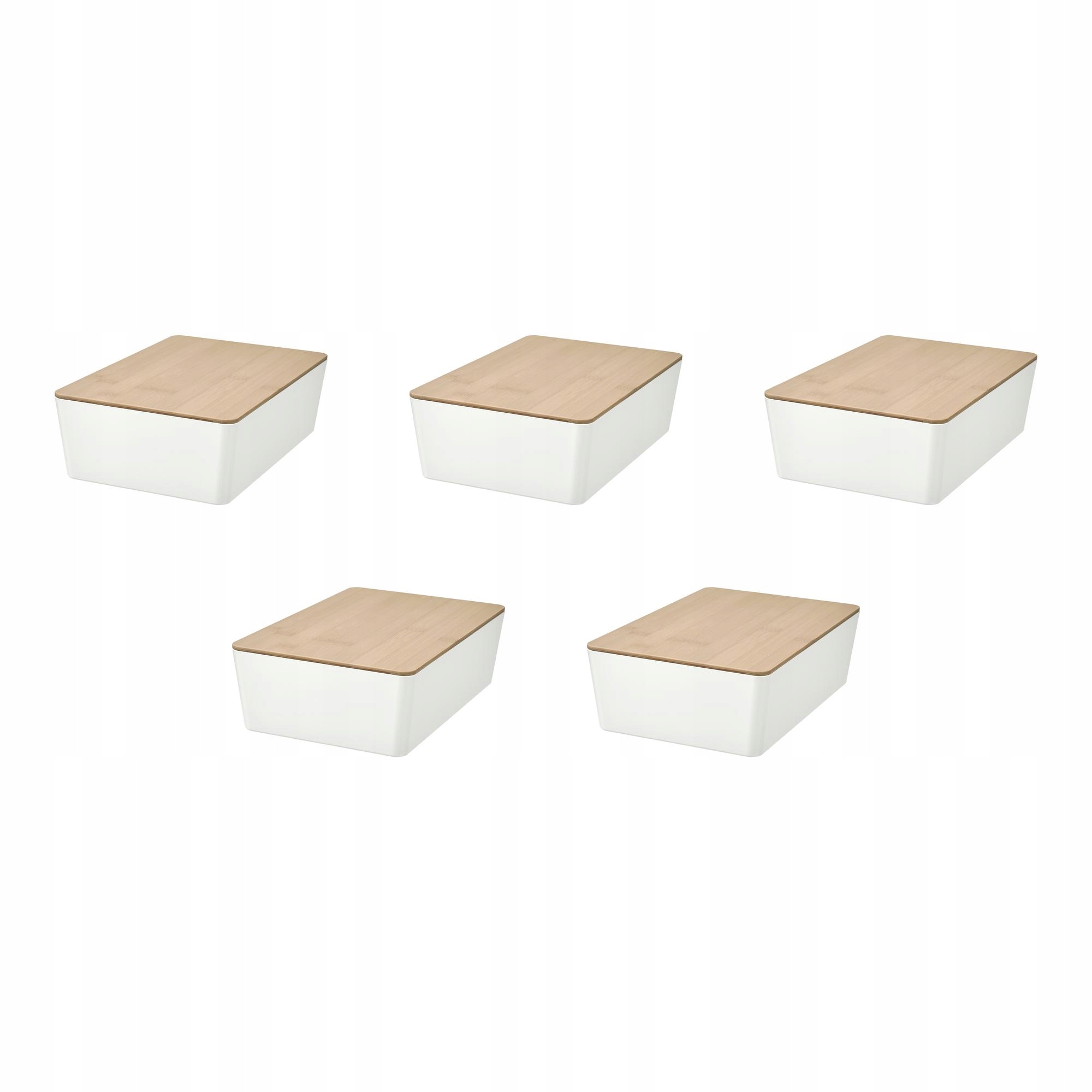 5 ks Nádoba s víkem Kuggis bílý bambus 18x26x8 cm Kuggis