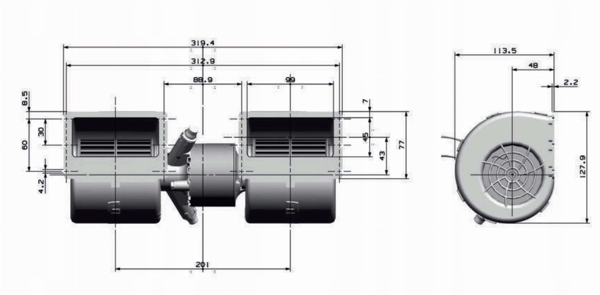 Wentylator dmuchawa promieniowy Bora 12V 90070062 Part number 90070062