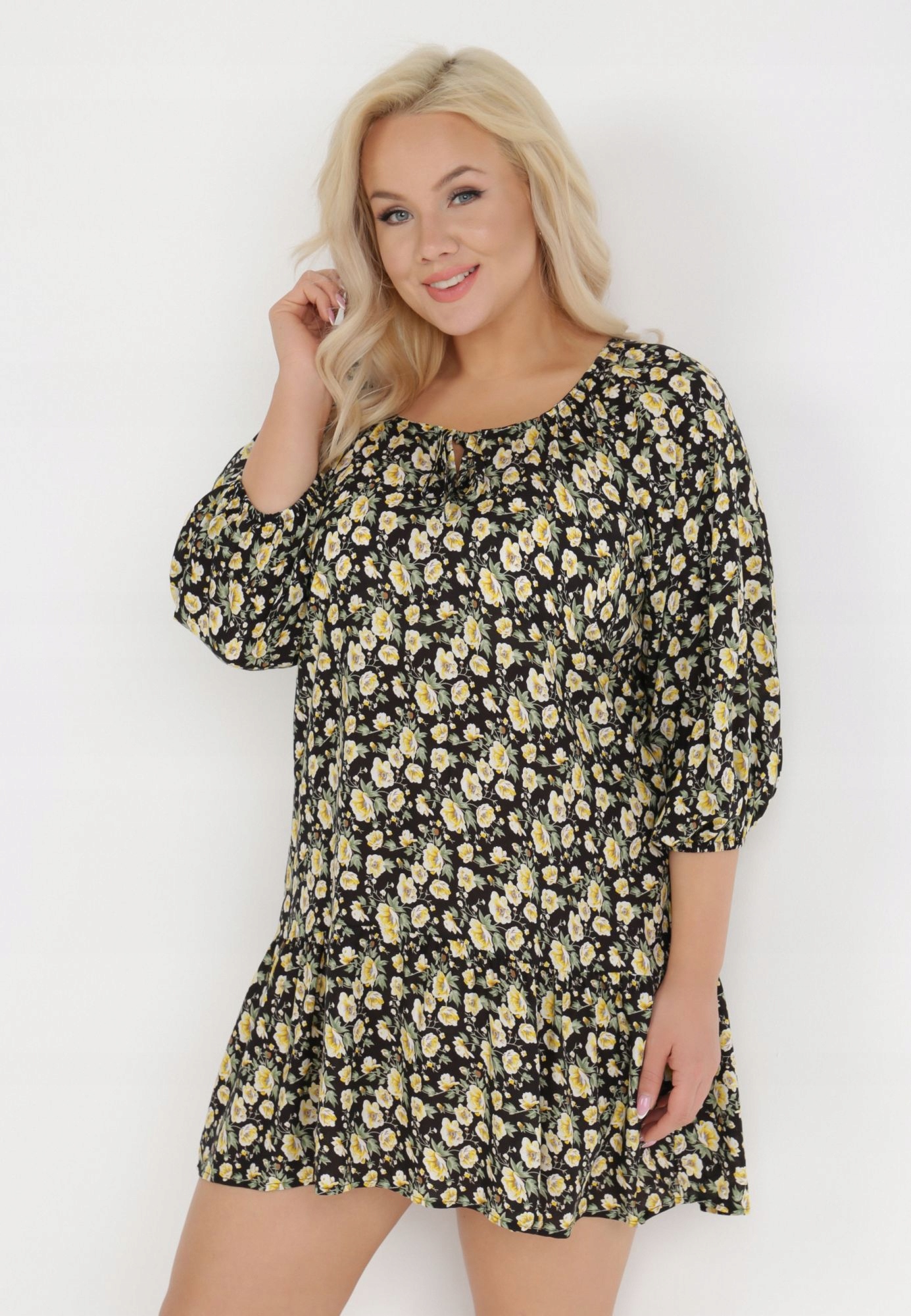 

Born2Be Czarno-Żółta Tunika damska 5XL/6XL 3/4
