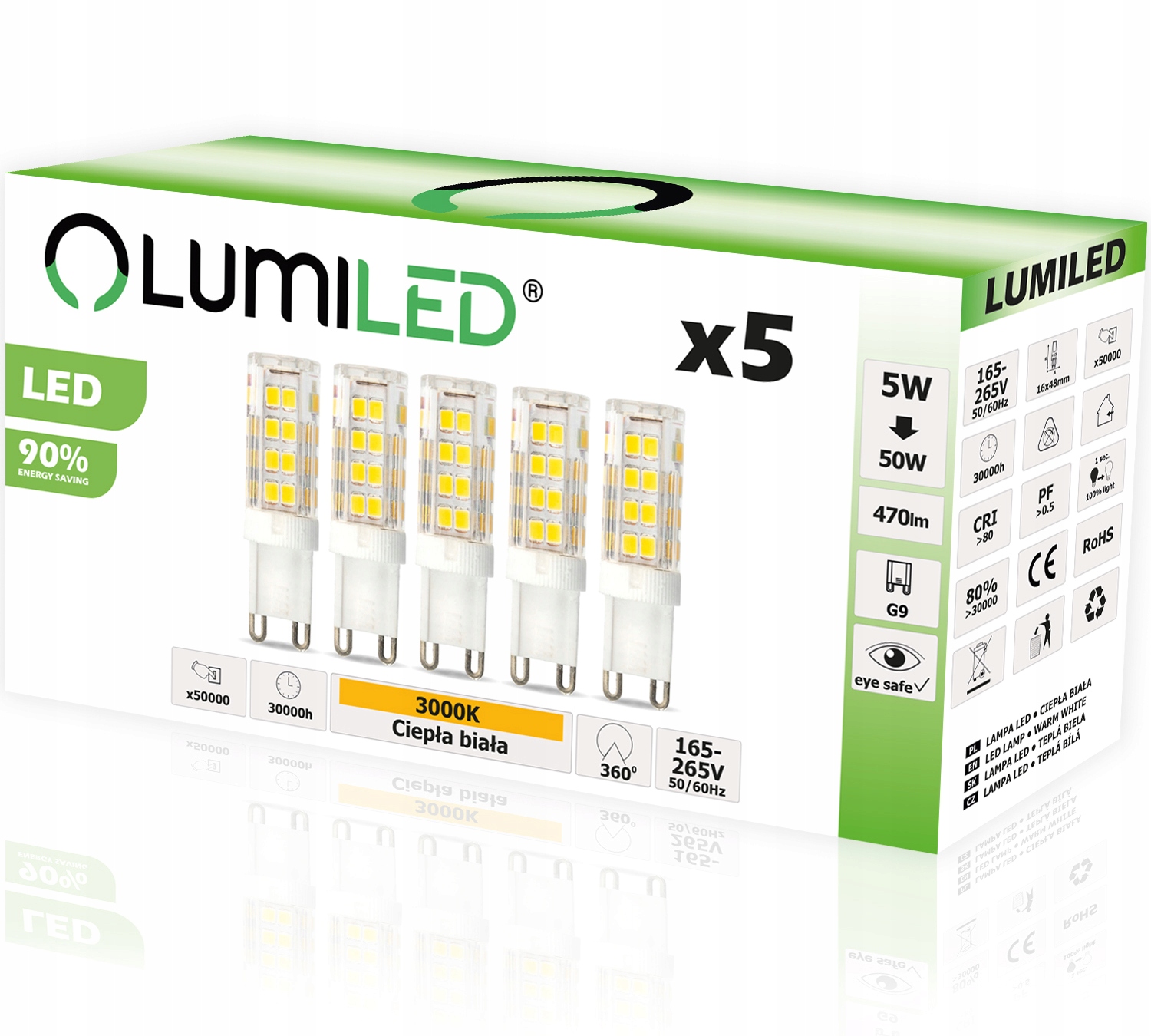

5x Żarówka Led G9 Kapsułka 5W 50W 470LM 3000K