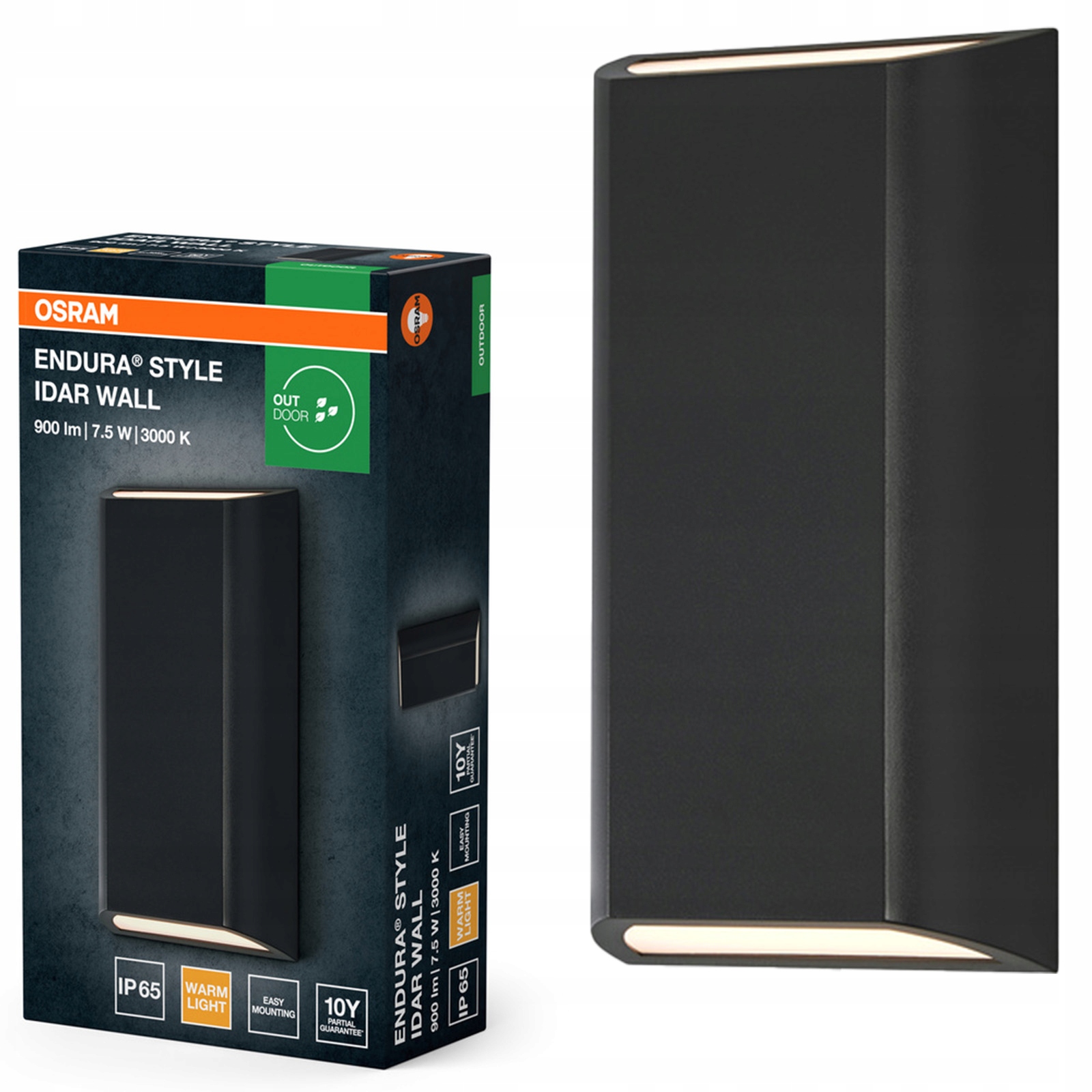 Zahradní nástěnné svítidlo Led venkovní lampa 7.5W 340lm 3000K Šedá IP65 Endura