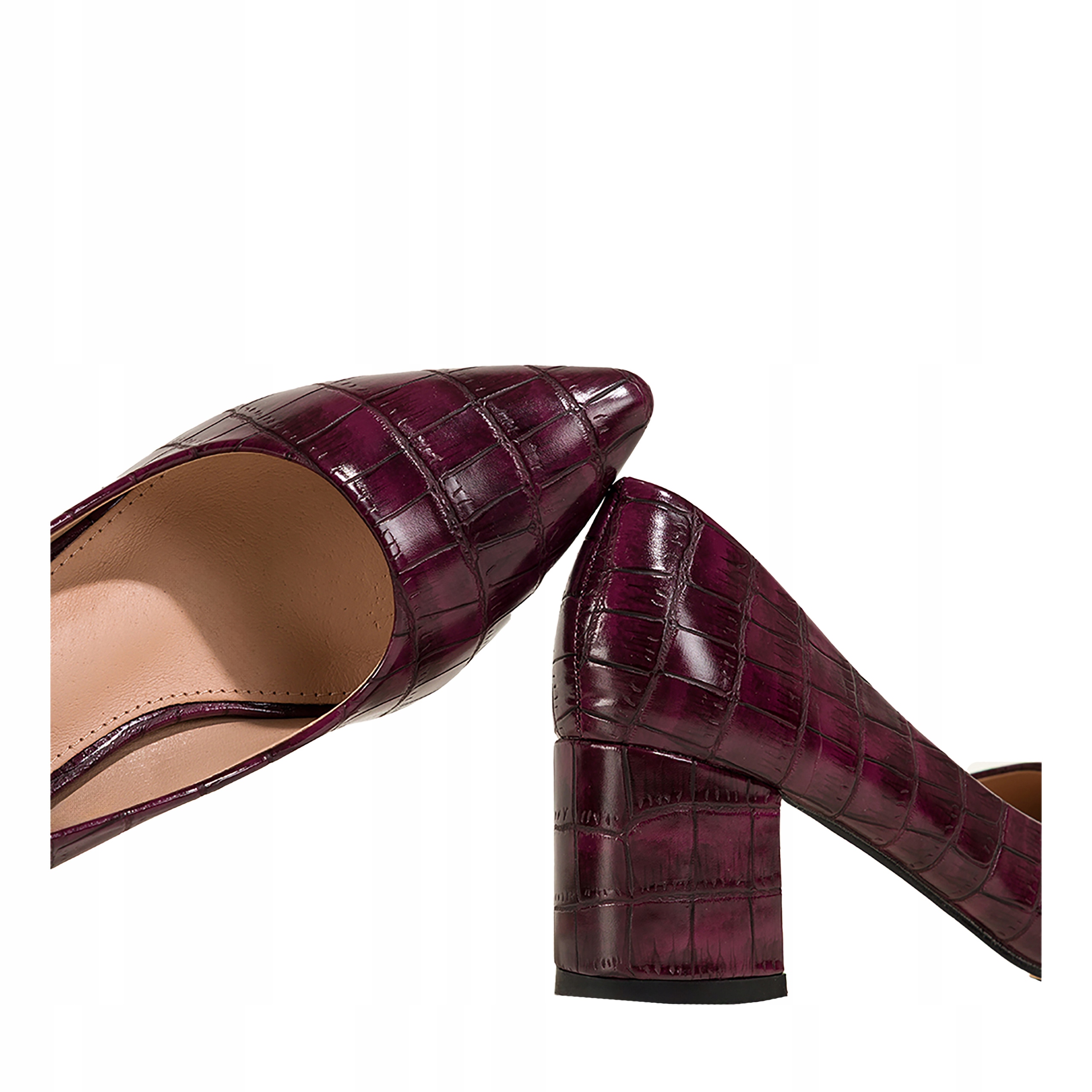 Czółenka Damskie Bordowe Modny Krokodyli Wzór Komfortowe r 38
