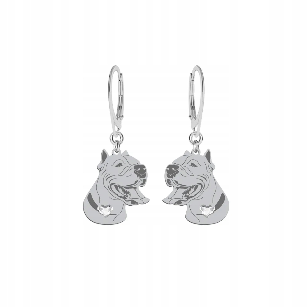 Stříbrné Náušnice se psem Argentinský pes 925 Bigiel Dedikace Gravírování Bonus