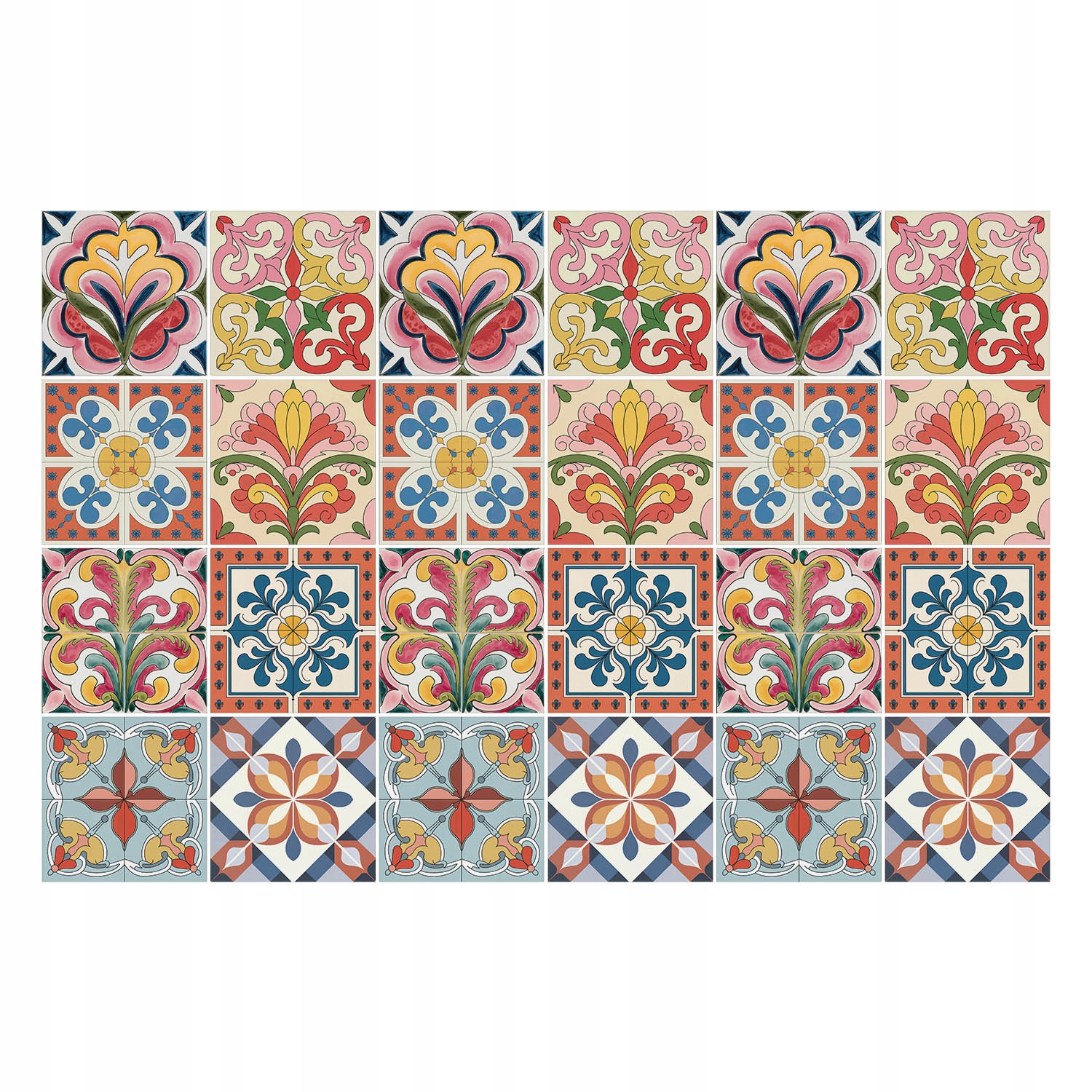 Dekorativní Samolepky na dlaždice Květinové retro vzory 24 ks 20 x 20 cm
