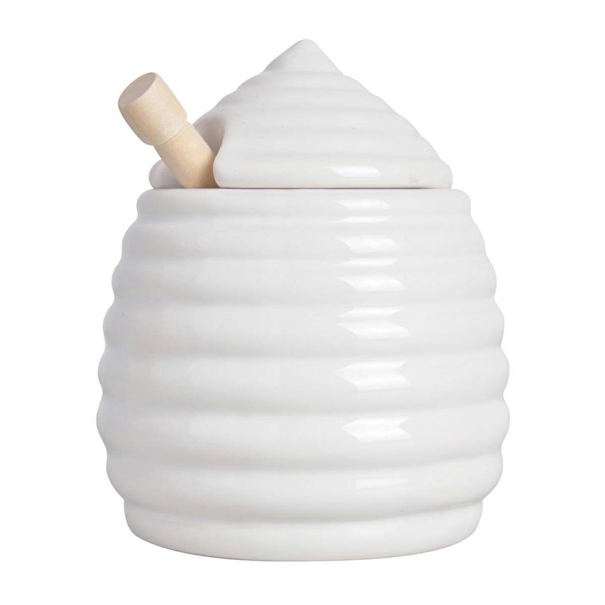 

Pojemnik na miód Biały słoik ceramiczny z łyżeczką