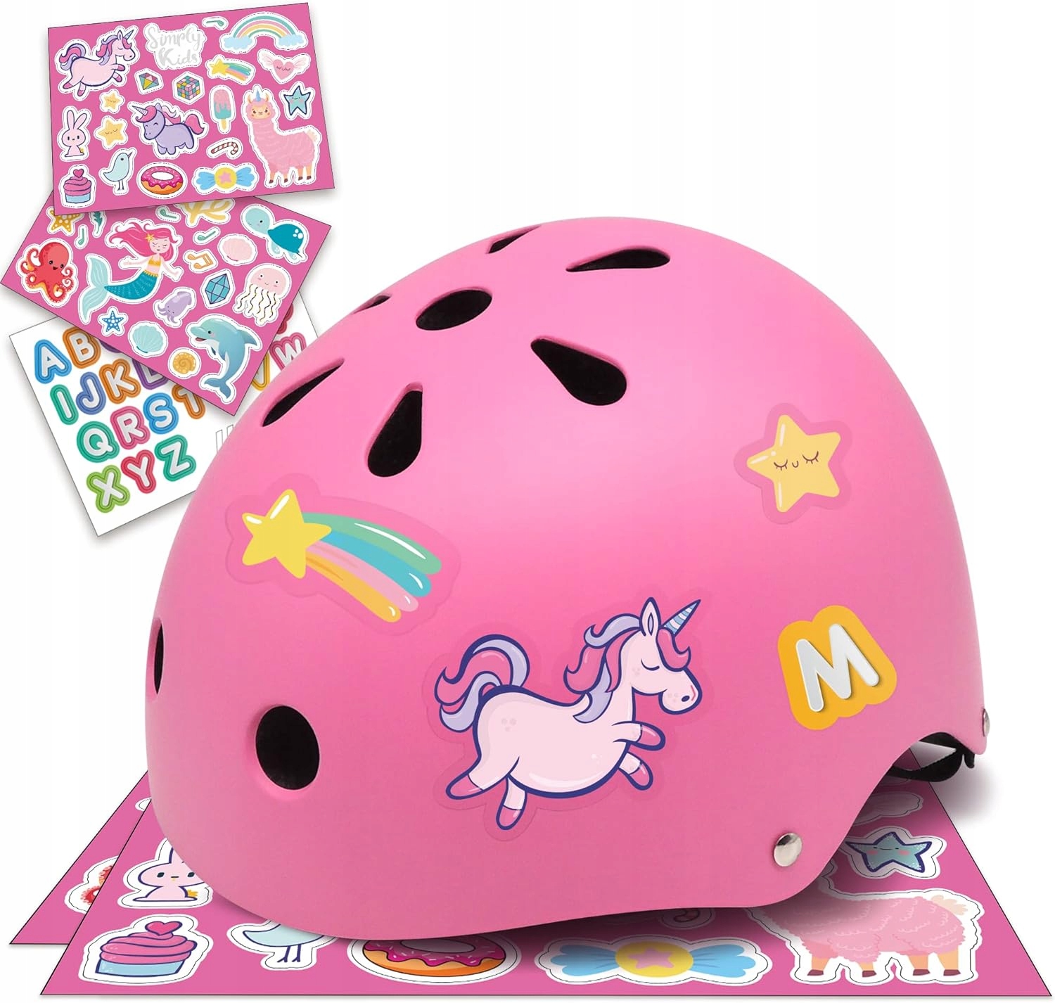 Simply Kids Kask rowerowy dla dzieci z naklejkami Diy 54-58 cm rozmiar M