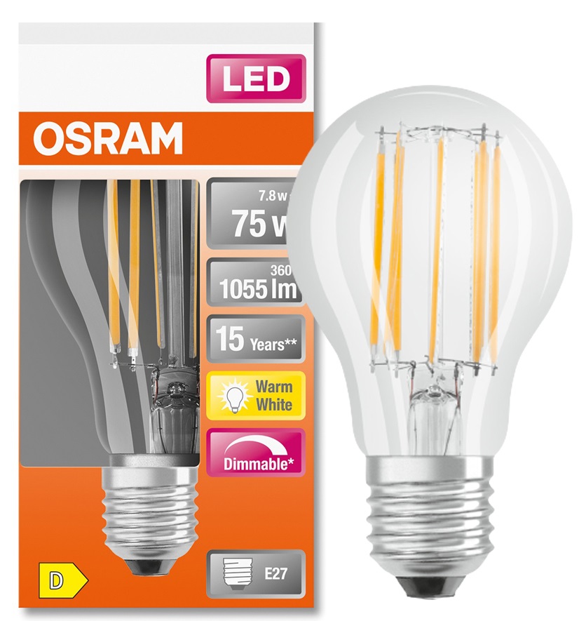 

Osram żarówka Led 7.8W 75W E27 barwa 2700K DIM