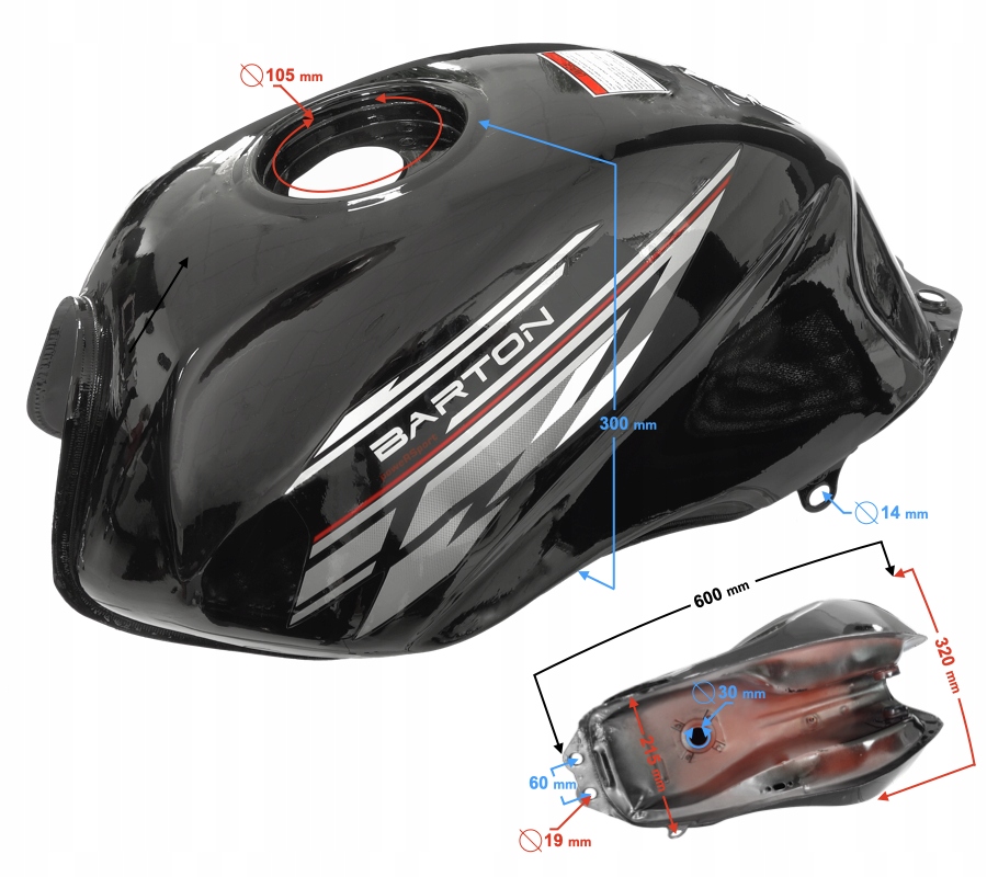 Zbiornik paliwa bak czarny sprint 2 MotoGeneric