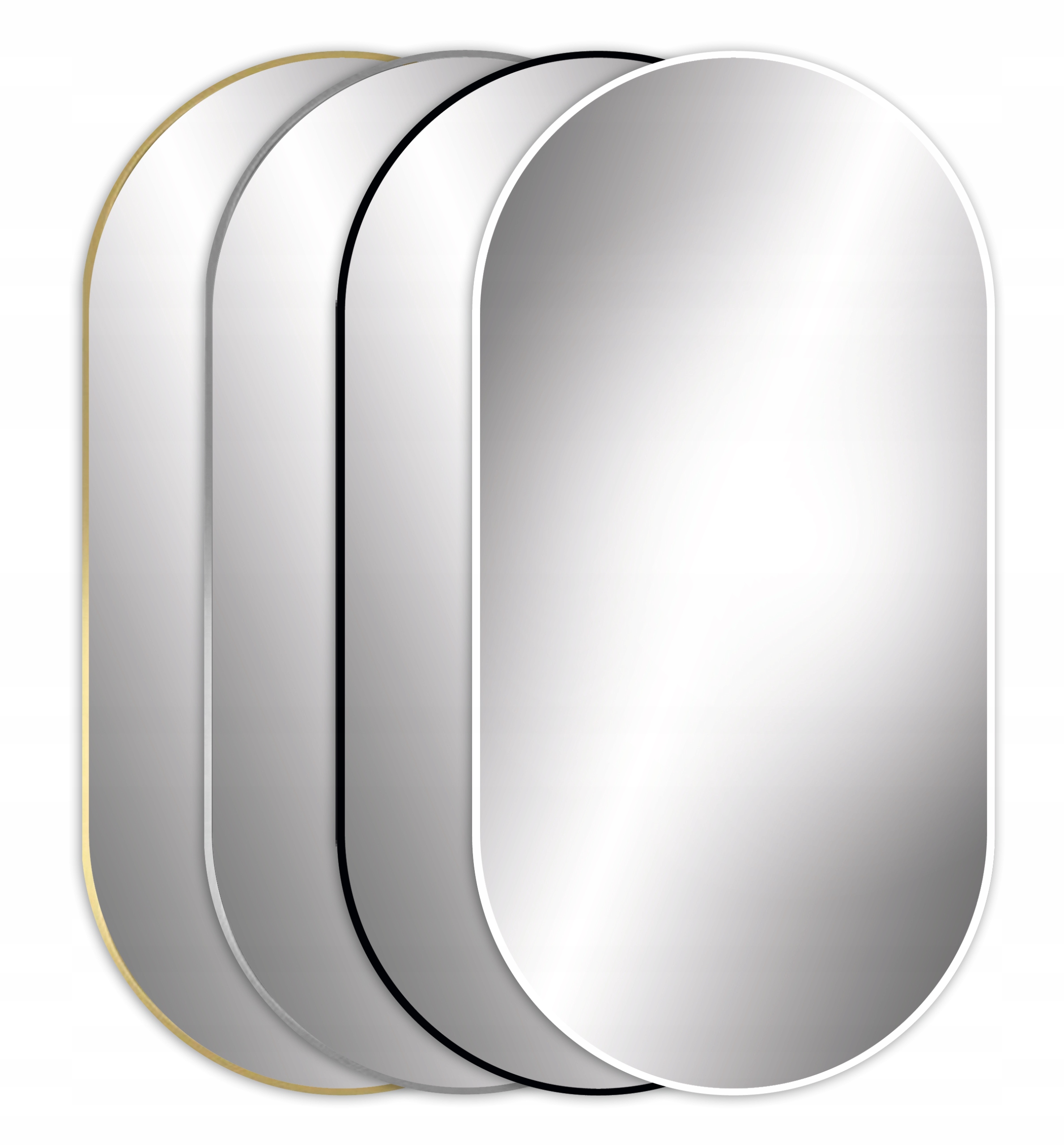 LUSTRO OWAL 100x50 WĄSKA ALUMINIOWA RAMA LOFT CZARNA BIAŁA SREBRNA ZŁOTA Wykonanie gotowe