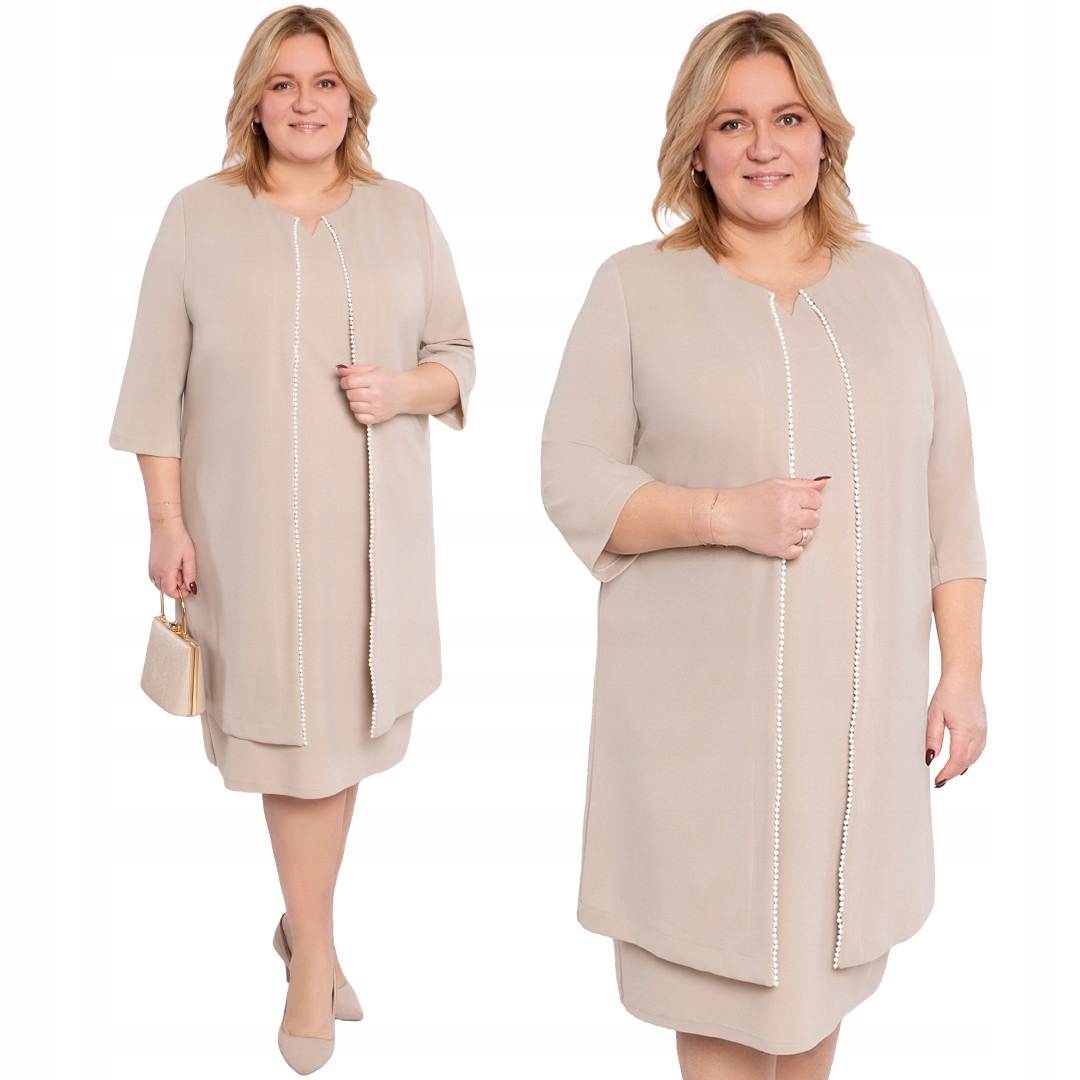 Béžová souprava s ozdobnými perličkami 64