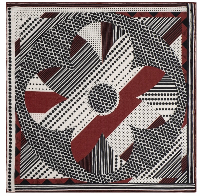 Dámský šátek na krk Vlna s hedvábím 65 x 65 cm Geometrický