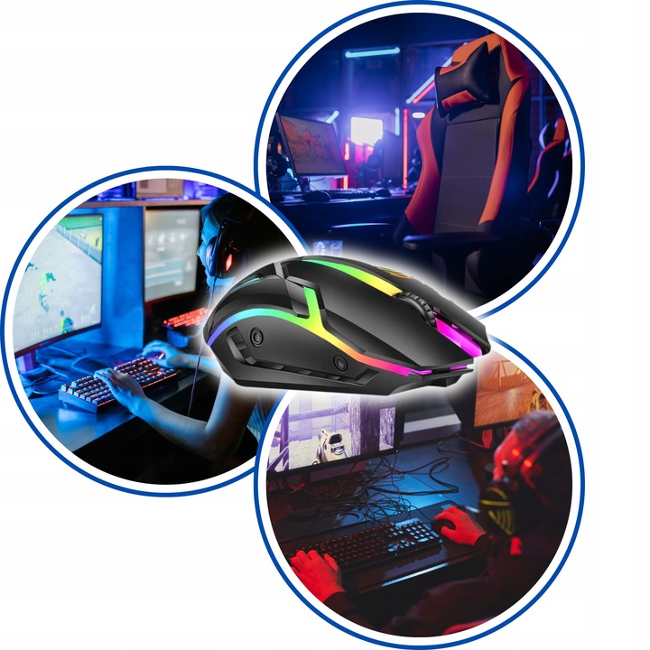 MYSZKA GAMINGOWA MYSZ DLA GRACZY BEZPRZEWODOWA KOMPUTEROWA LED RGB 3600 DPI Interfejs USB USB (Radio 2.4 GHz)