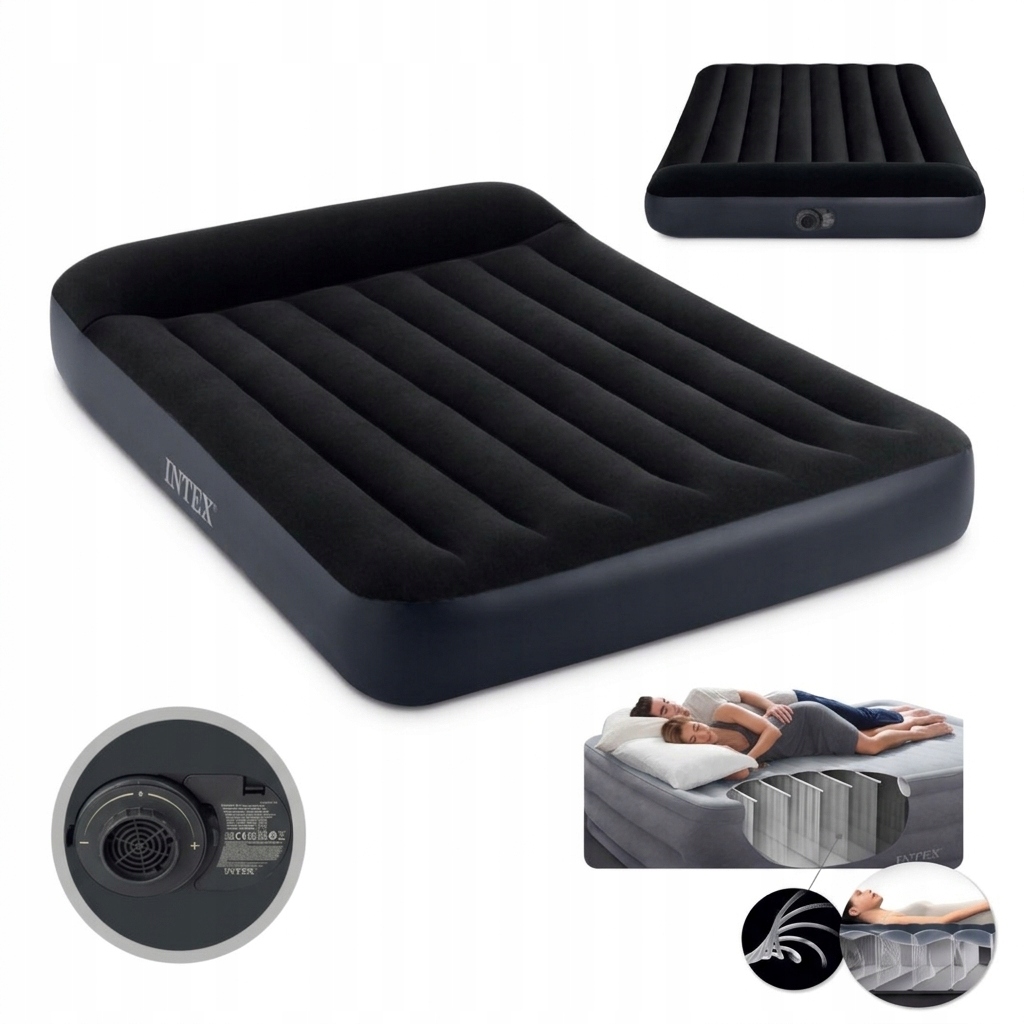 Matrace 191 x 137 cm Dvoulůžková s pumpou Postel Velur Intex 64148nd