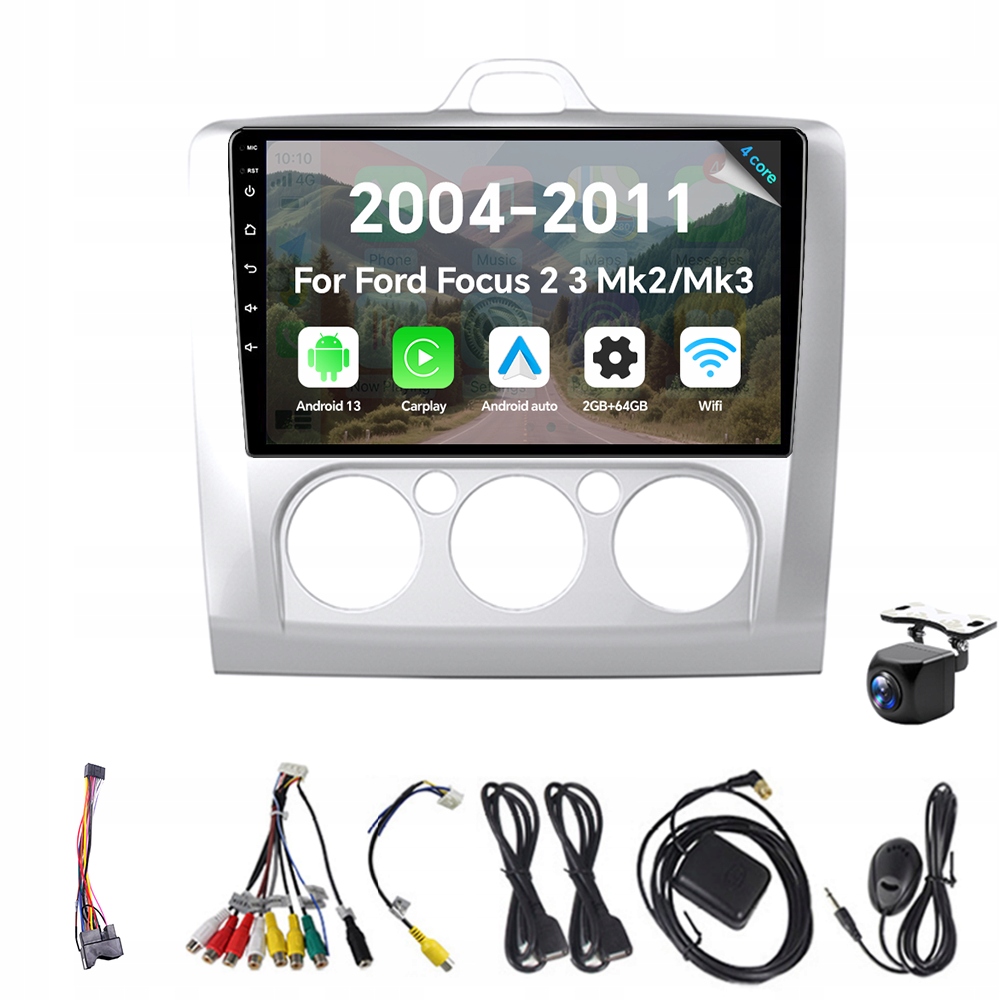 2Din Android 13 autorádio pro Ford Focus 2 3 Mk2/Mk3 2004-2011 2G 64G Rds