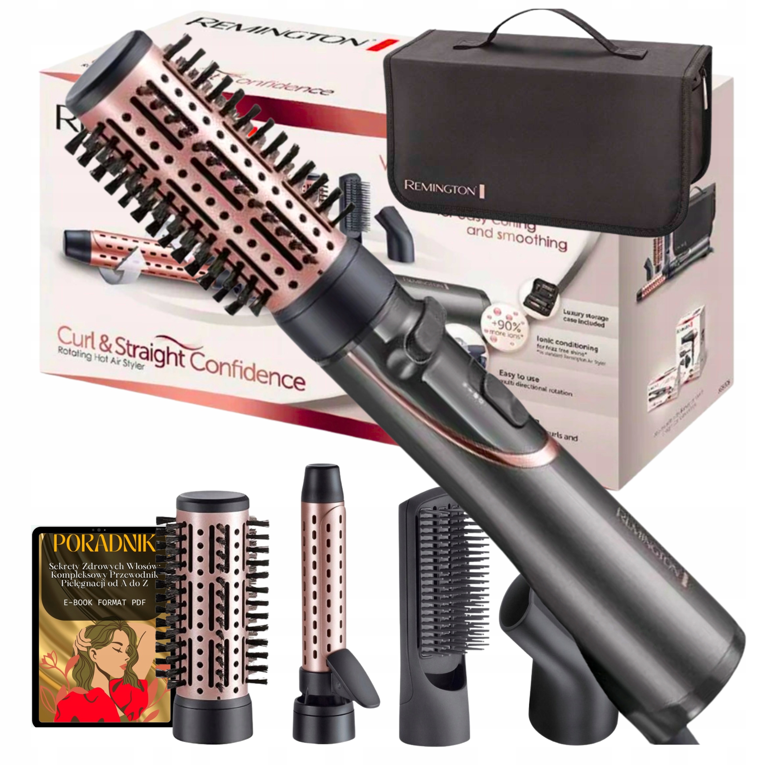 Suszarko Lokówka Remington Do Włosów Obrotowa Ceramiczna Nasadki Jonizacja