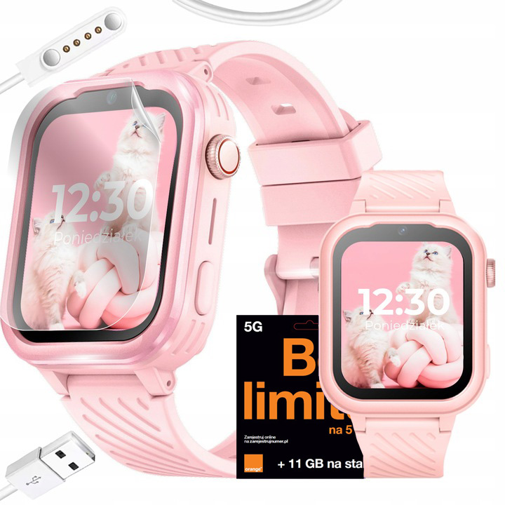 SMARTWATCH ZEGAREK DLA DZIECI TELEFON 4G ROZMOWY SMS Z GRAMI POLSKIE MENU