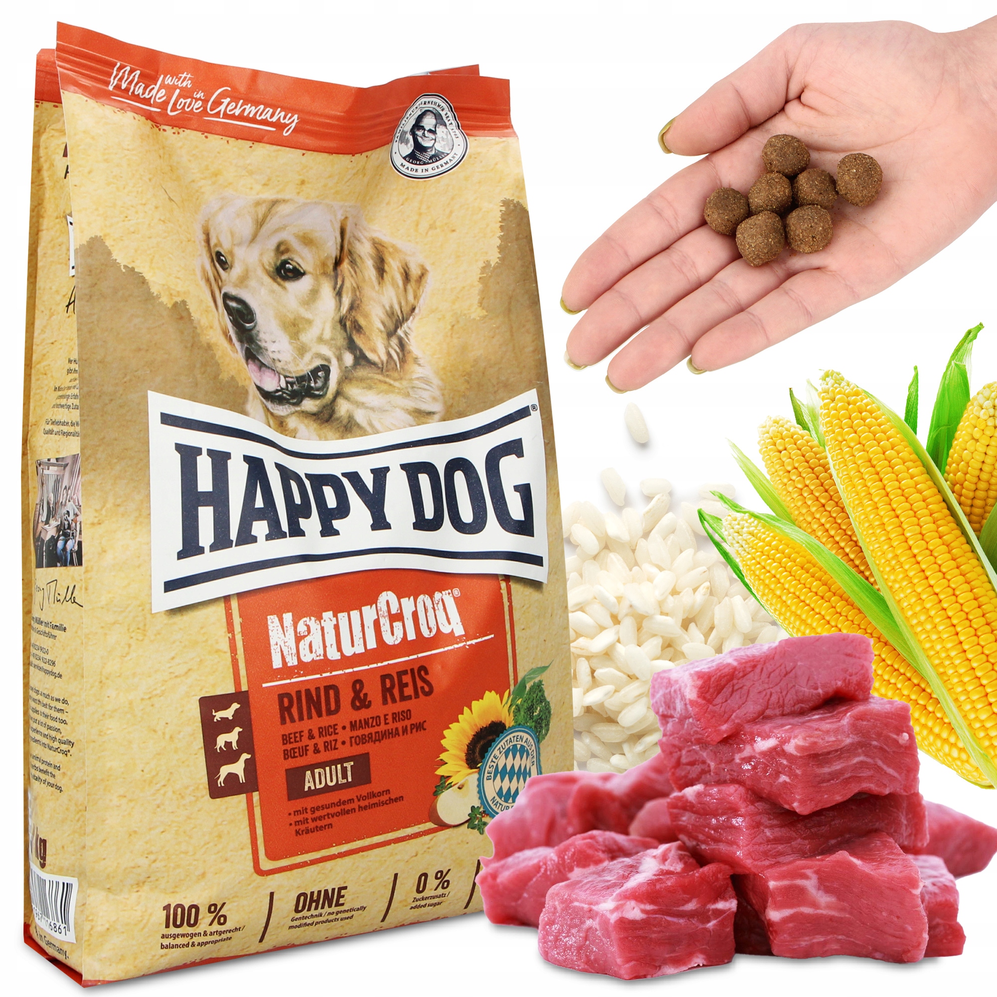 Levně Suché Krmivo Pro Psy 4 kg Krmivo Jídlo psů Maso Hovězí Maso Vitamíny Omega Eh