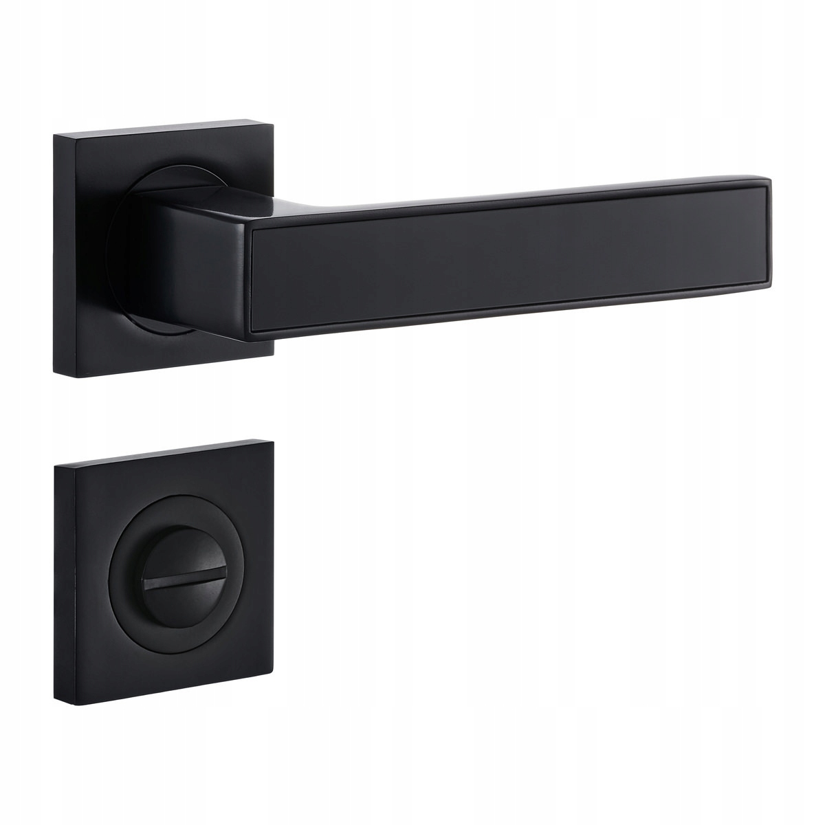 KLAMKA DO DRZWI GABI CZARNA + ROZETA ŁAZIENKOWA WC