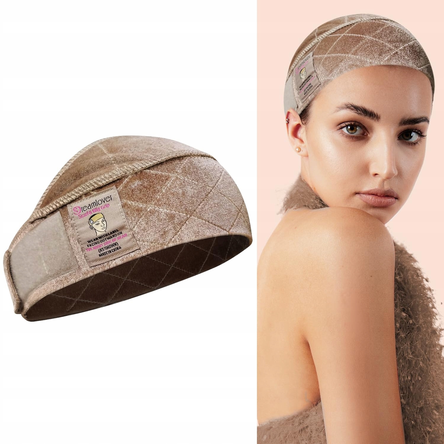 Dreamlover Paruková čelenka nastavitelná, protiskluzová, pro paruky, béžová