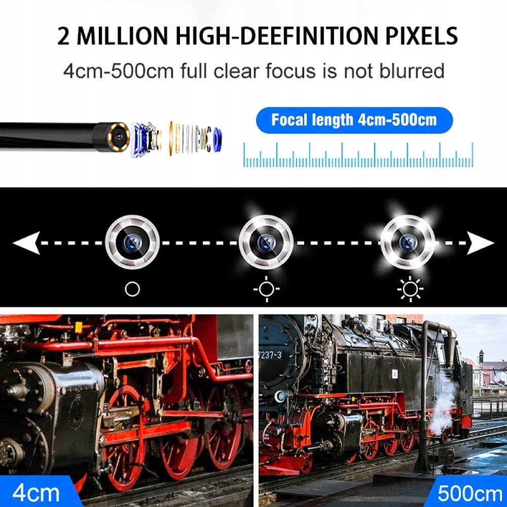 AMAILTOM Kamera Endoskopowa 1080P Dualna Soczewka 4,3" Ekran IP67 5m Kabel — miniatura 6