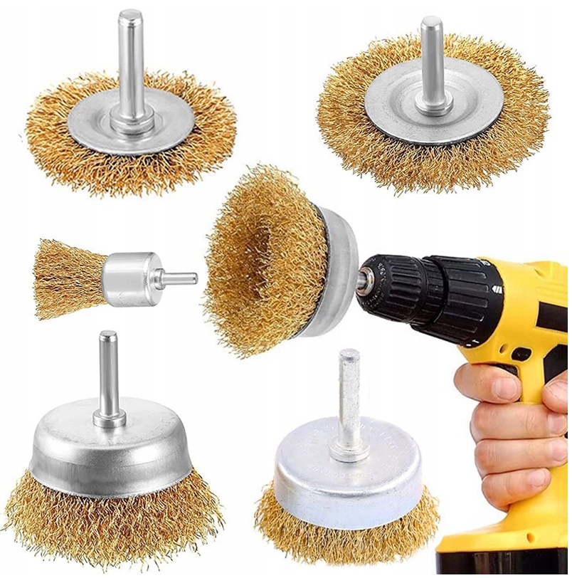 SZCZOTKI DRUCIANE Z TRZPIENIEM DO WIERTARKI 5 SZT