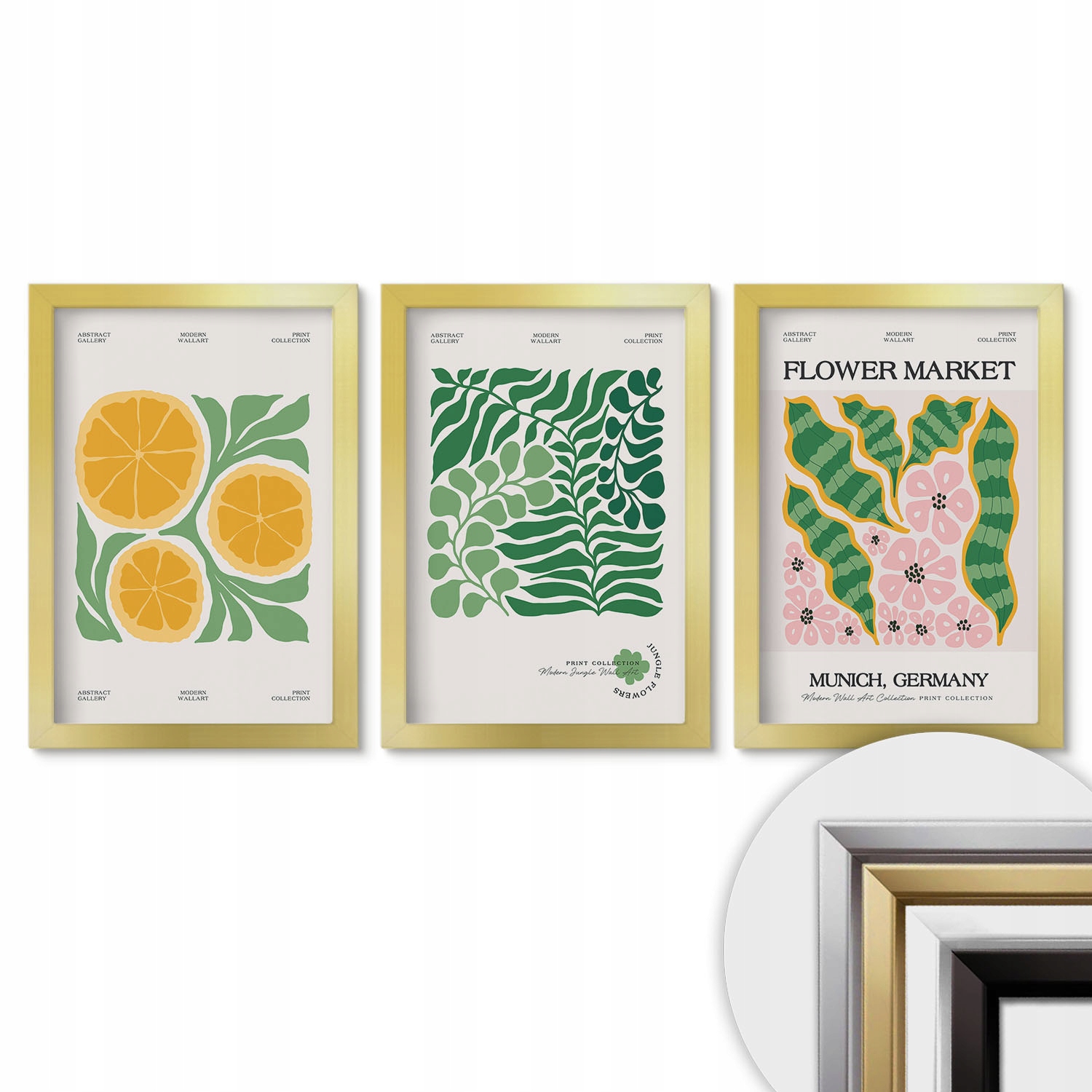 Triptych Sada 20x30 obrazů na zeď Ovocné motivy rostlinné pastelové