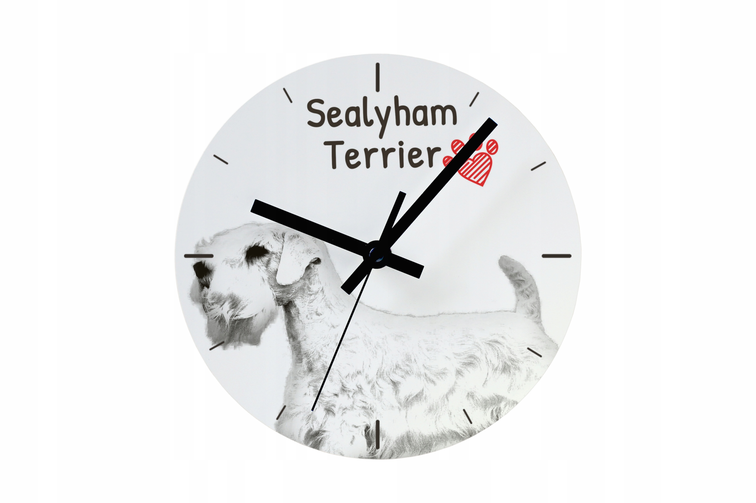 Sealyham Terrier hodiny se psem, závěsné a stojící, personalizace fotografií